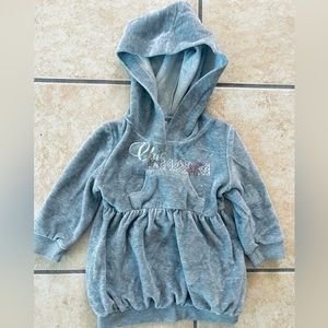 Lapin House trendy hooded grey dress with sparkly embroidery. Size 9months.